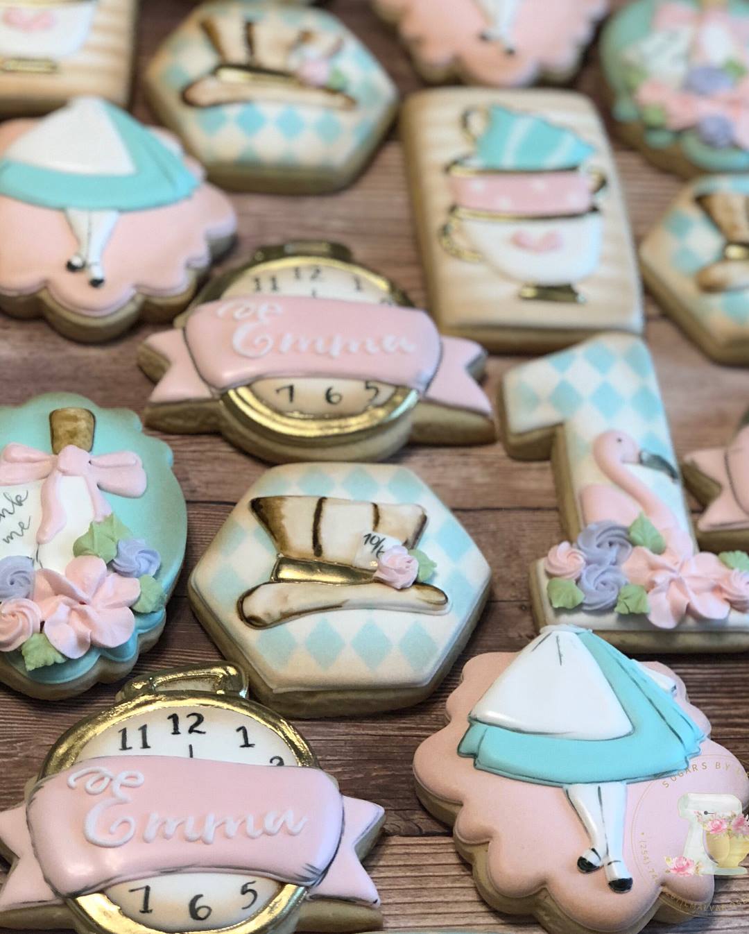 Emma's Alice In ONEderland First Birthday Party Iced Sugar Cookies