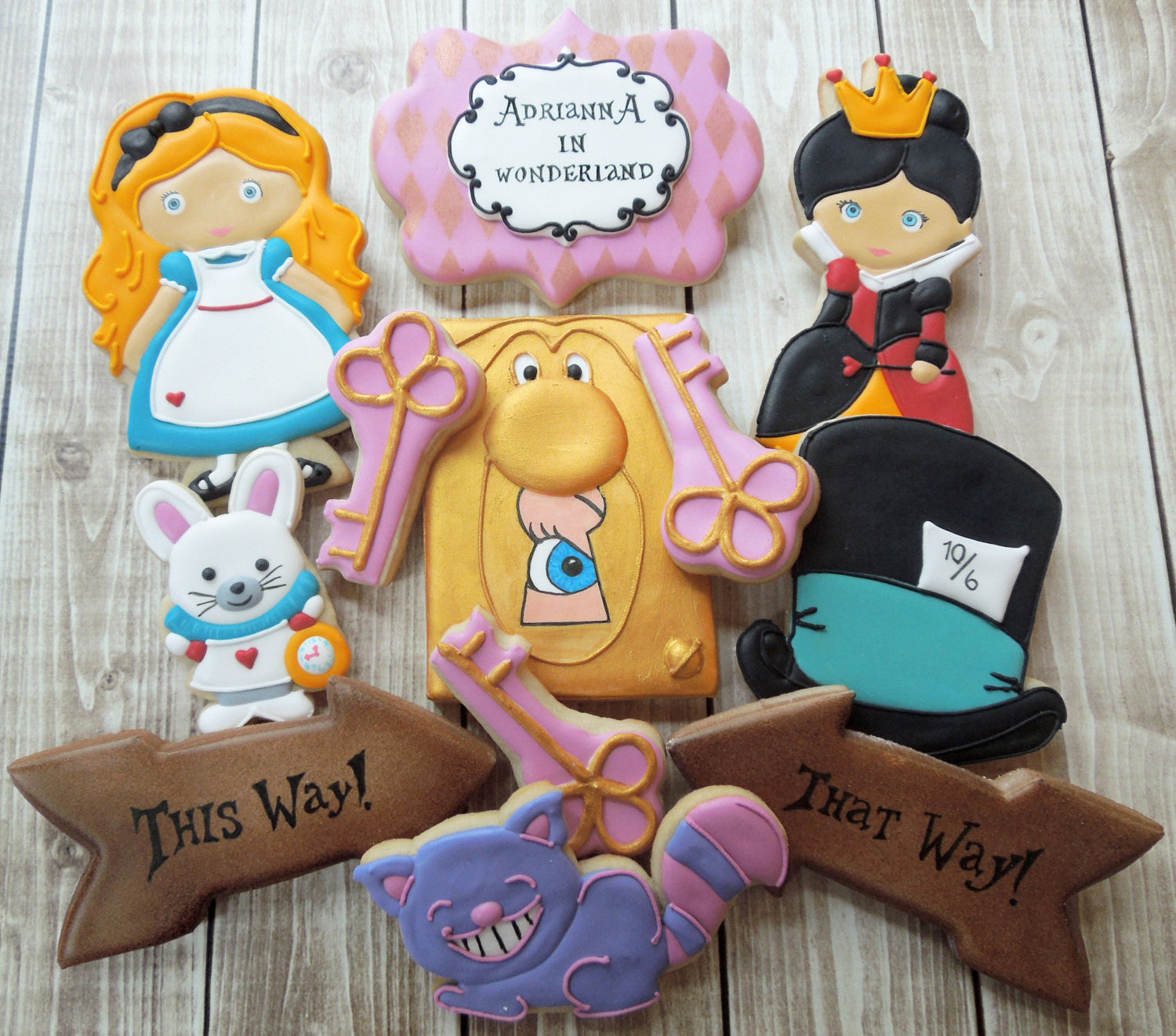 Charming Alice In Wonderland Birthday Party Sugar Cookies TheIcedSugarCookie.com Flourish Cookies