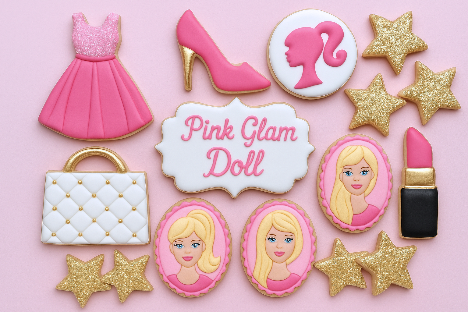 Barbie Pink Glam Doll Birthday Party Idea Iced Sugar Cookies