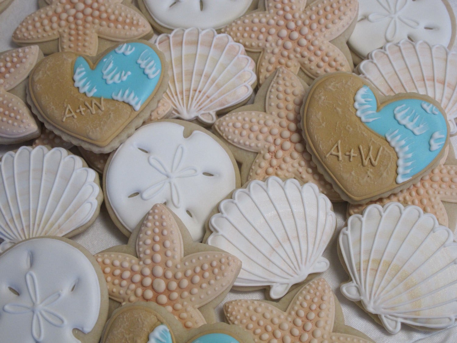 Seashells, Starfish And Sand Dollar Cookies-Mermaid "Under The Sea" Birthday Party, Wedding, Baby Shower, Bridal Shower