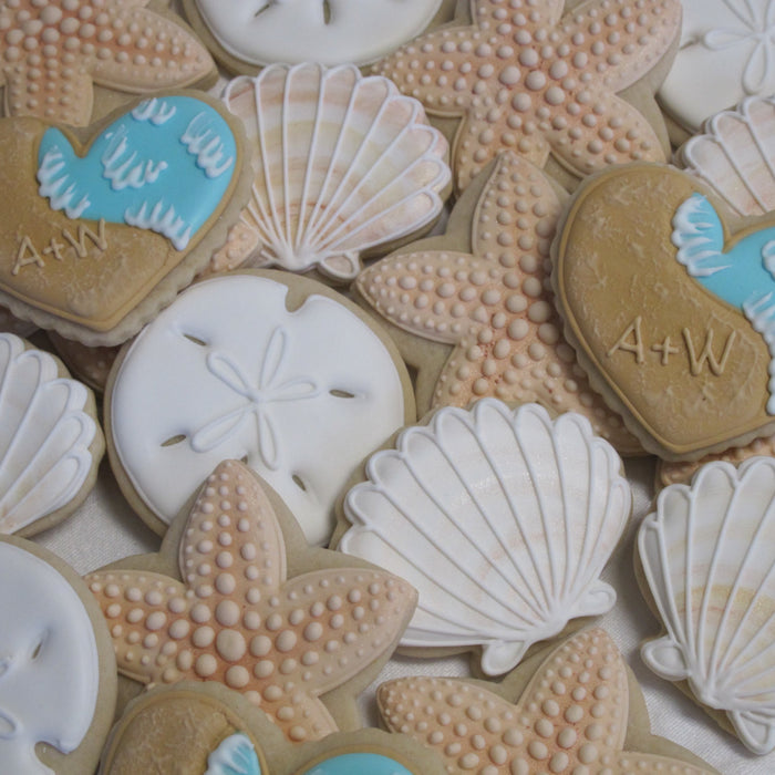 Seashells, Starfish And Sand Dollar Cookies-Mermaid "Under The Sea" Birthday Party, Wedding, Baby Shower, Bridal Shower