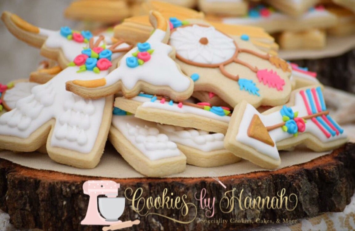 Bohemian Birthday Party Sugar Cookies TheIcedSugarCookie.com Cookies By Hannah