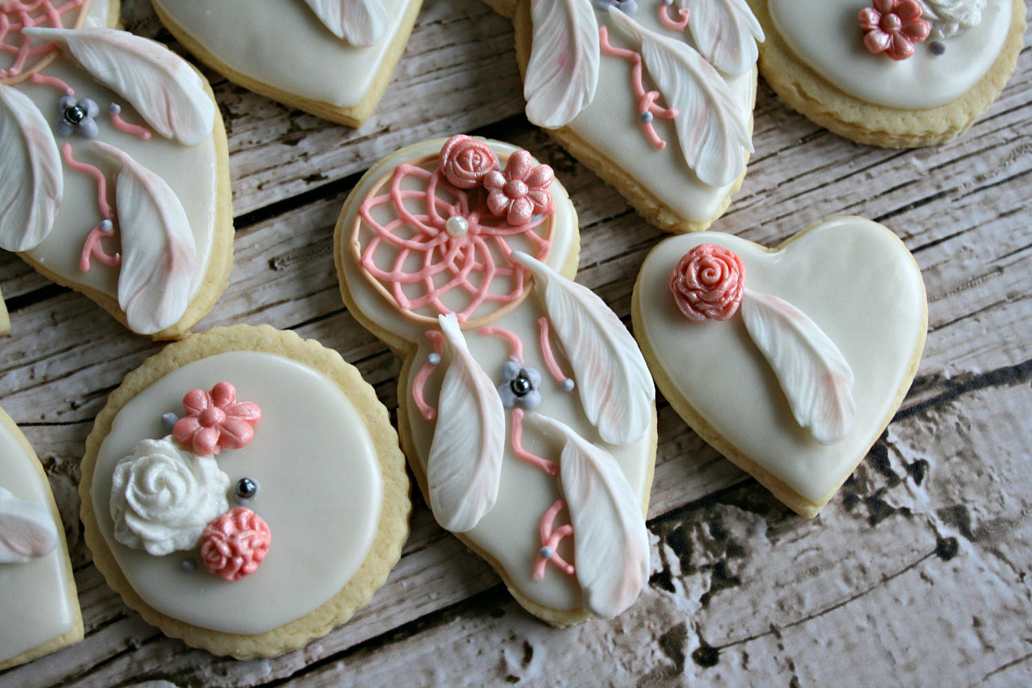 Elegant Boho Chic Birthday Party Sugar Cookies TheIcedSugarCookie.com MaMiMor Cookies