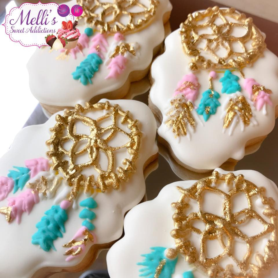 Boho Dreamcatcher Birthday Party Sugar Cookies-Young, Wild And 3 TheIcedSugarCookie.com Melli's Sweet Addictions