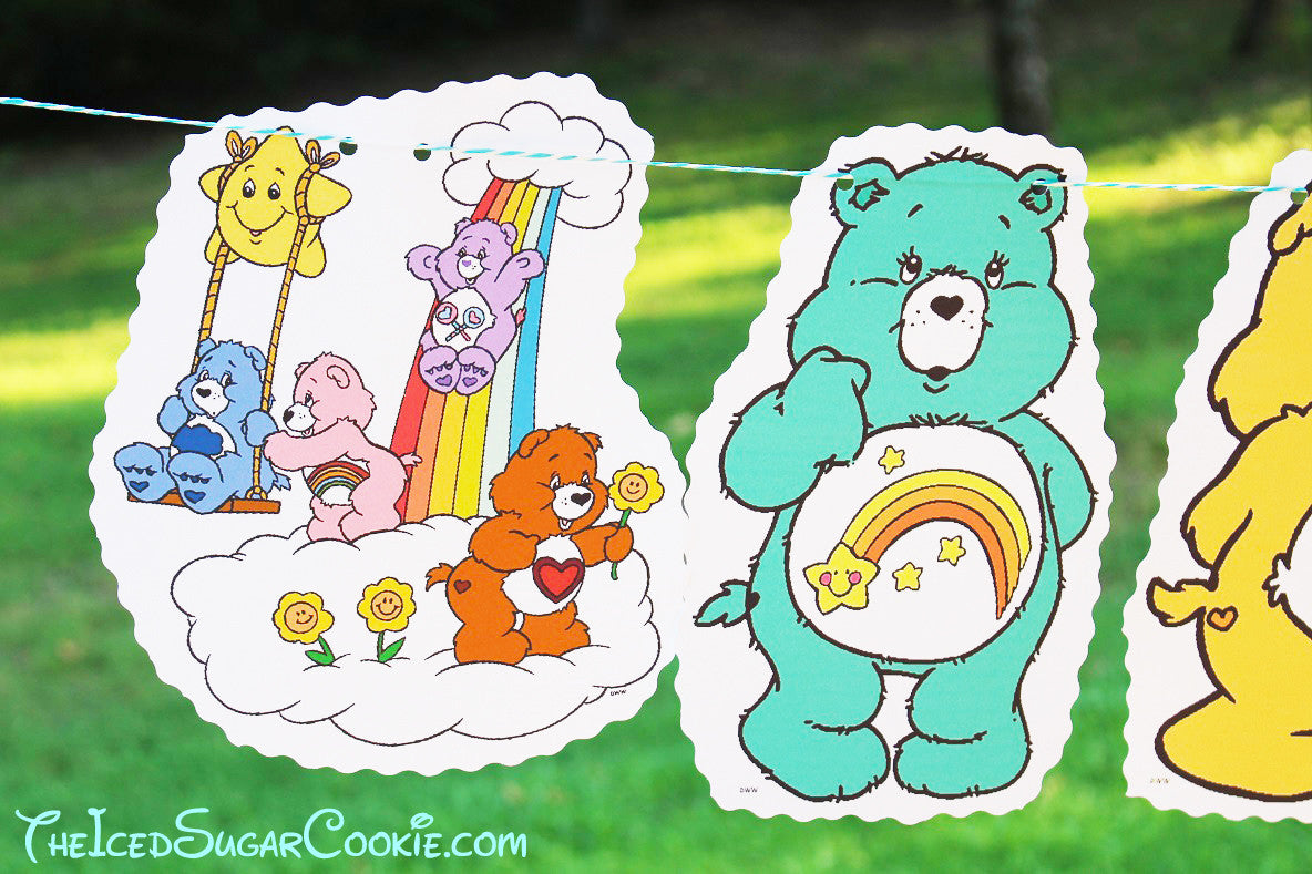 Care Bears Birthday Party Banner DIY Idea- Funshine Bear, Grumpy Bear, Bedtime Bear, Friend Bear, Wish Bear, Care A Lot