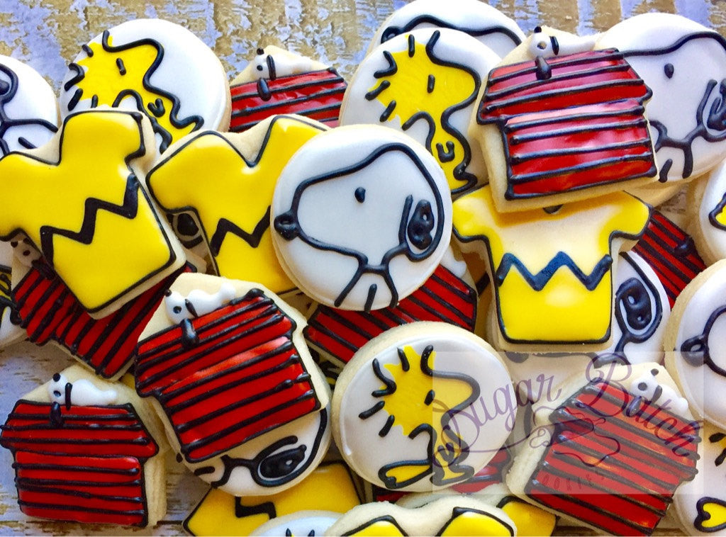 Mini Charlie Brown, Snoopy, Woodstock Birthday Party Sugar Cookies