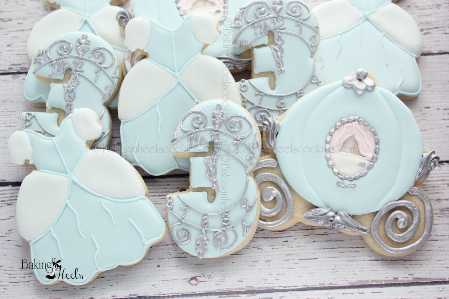 Cinderella Blue And Silver Birthday Party Sugar Cookies