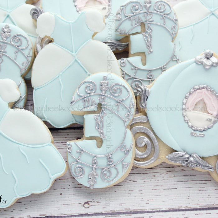 Cinderella Blue And Silver Birthday Party Sugar Cookies