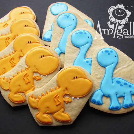 Dinosaur Birthday Party Sugar Cookies TheIcedSugarCookie.com Amigalletas