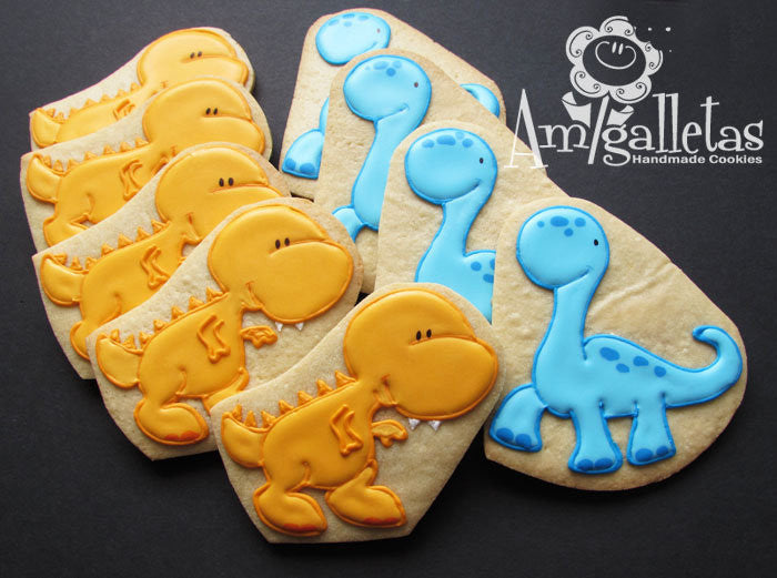 Dinosaur Birthday Party Sugar Cookies TheIcedSugarCookie.com Amigalletas