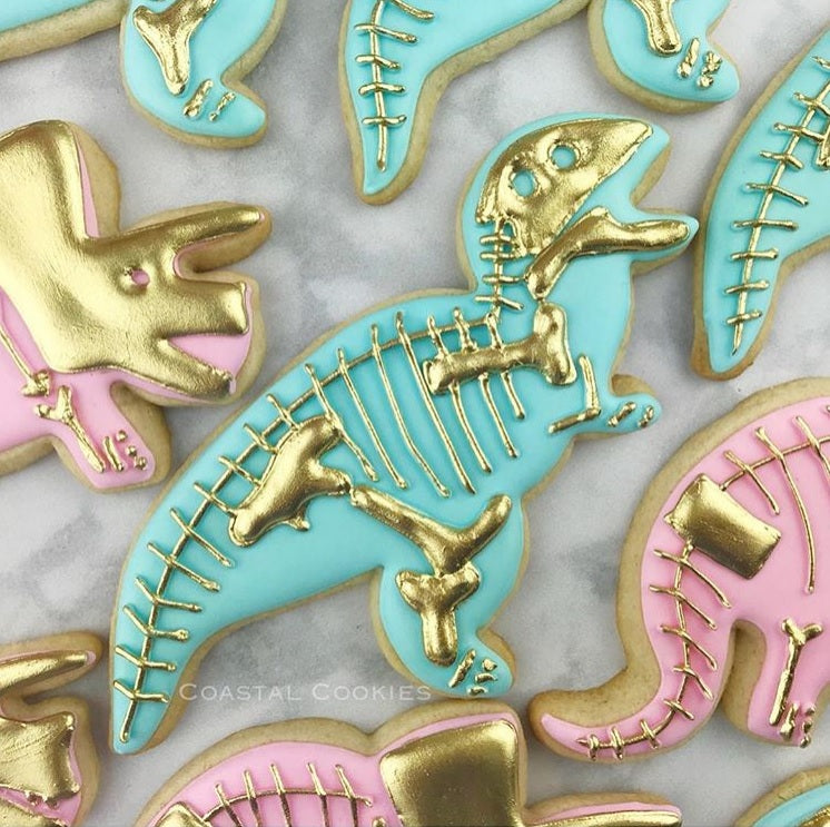 Elegant Dinosaur Birthday Party Iced Sugar Cookies