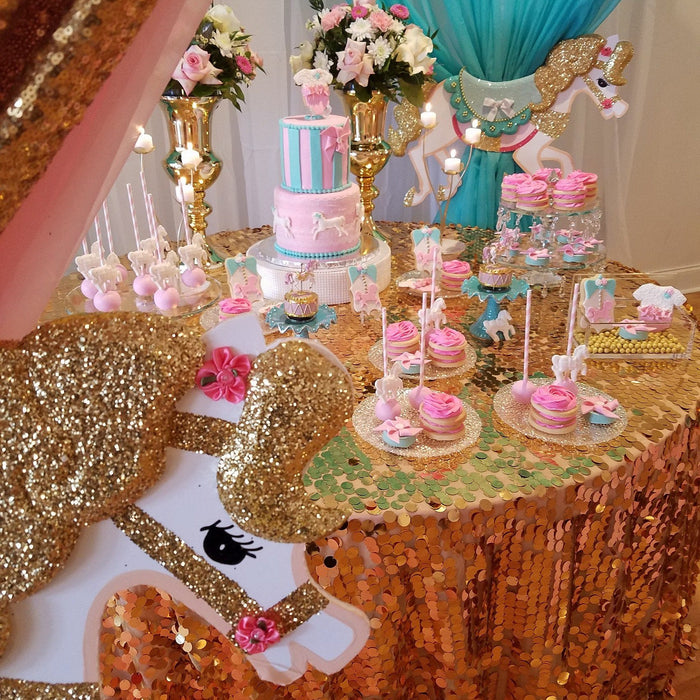 Gold Glitter Carousel Baby Shower Theme TheIcedSugarCookie.com Parties And Balloons E, Once Upon A Banquet, Cakes By Saddie