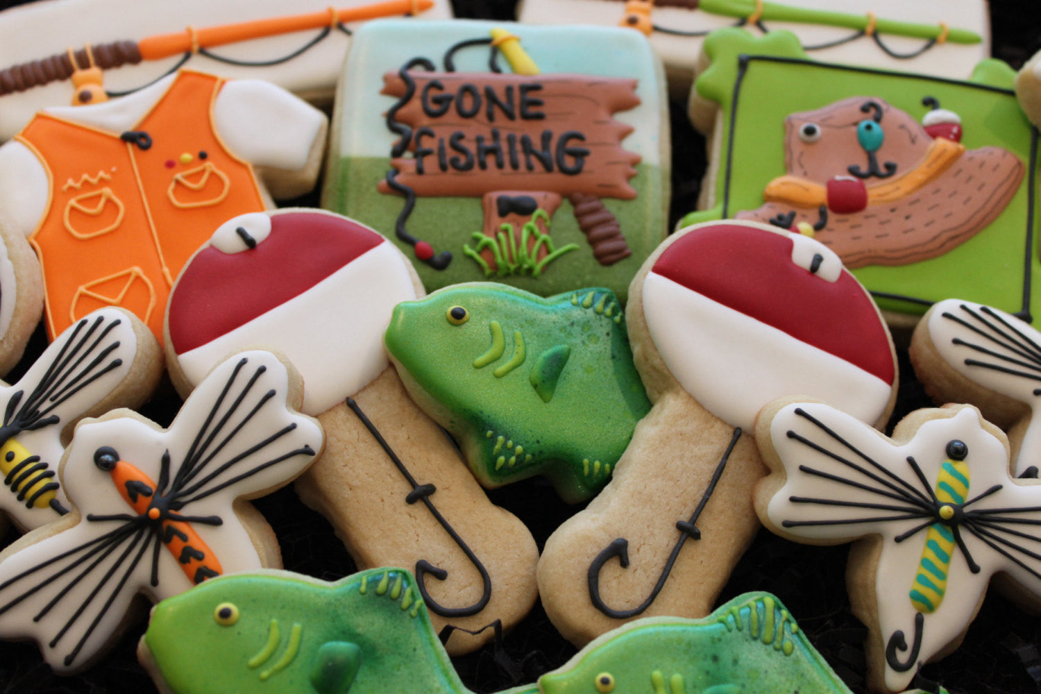 Gone Fishing Birthday Party Sugar Cookies