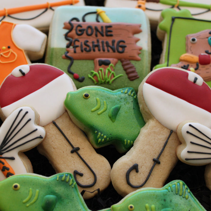 Gone Fishing Birthday Party Sugar Cookies