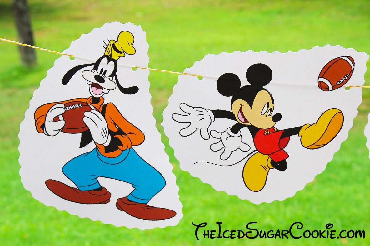 DIY Goofy Donald Duck Mickey Mouse Playing Football Birthday Party Flag Hanging Banner Sports Ideas