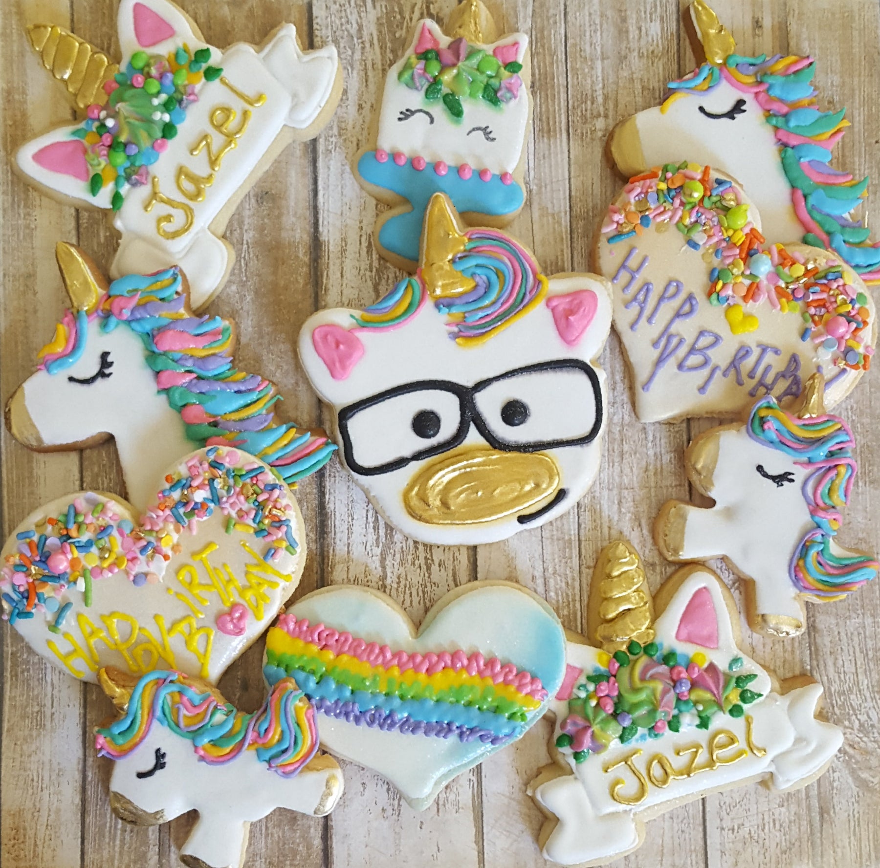 Groovy Unicorn Birthday Party Iced Sugar Cookies by Baking On A Star on TheIcedSugarCookie.com #cookies #sugarcookies #decoratedcookies #unicorncookies