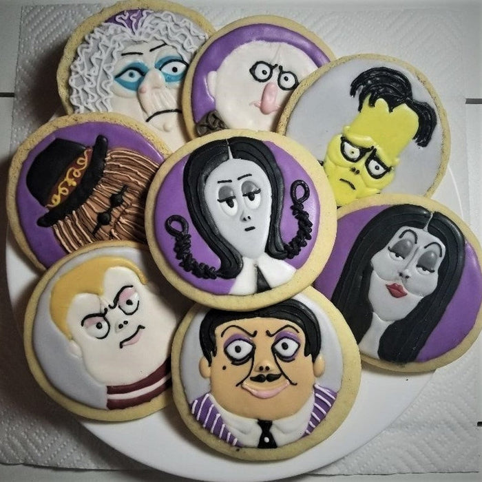 Halloween Addams Family Iced Sugar Cookies created by Nickys Little Cake Shop by TheIcedSugarCookie.com