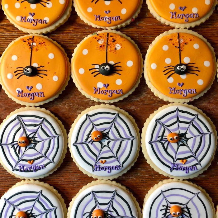 Spider Web Halloween Iced Sugar Cookies created by "Little Birdie Parties" featured on TheIcedSugarCookie.com