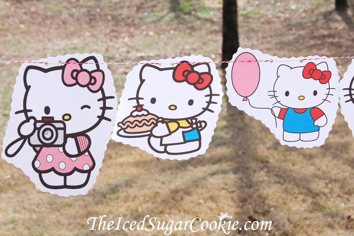 Hello Kitty Birthday Party DIY Idea Flag Bunting Banner Garland The Iced Sugar Cookie