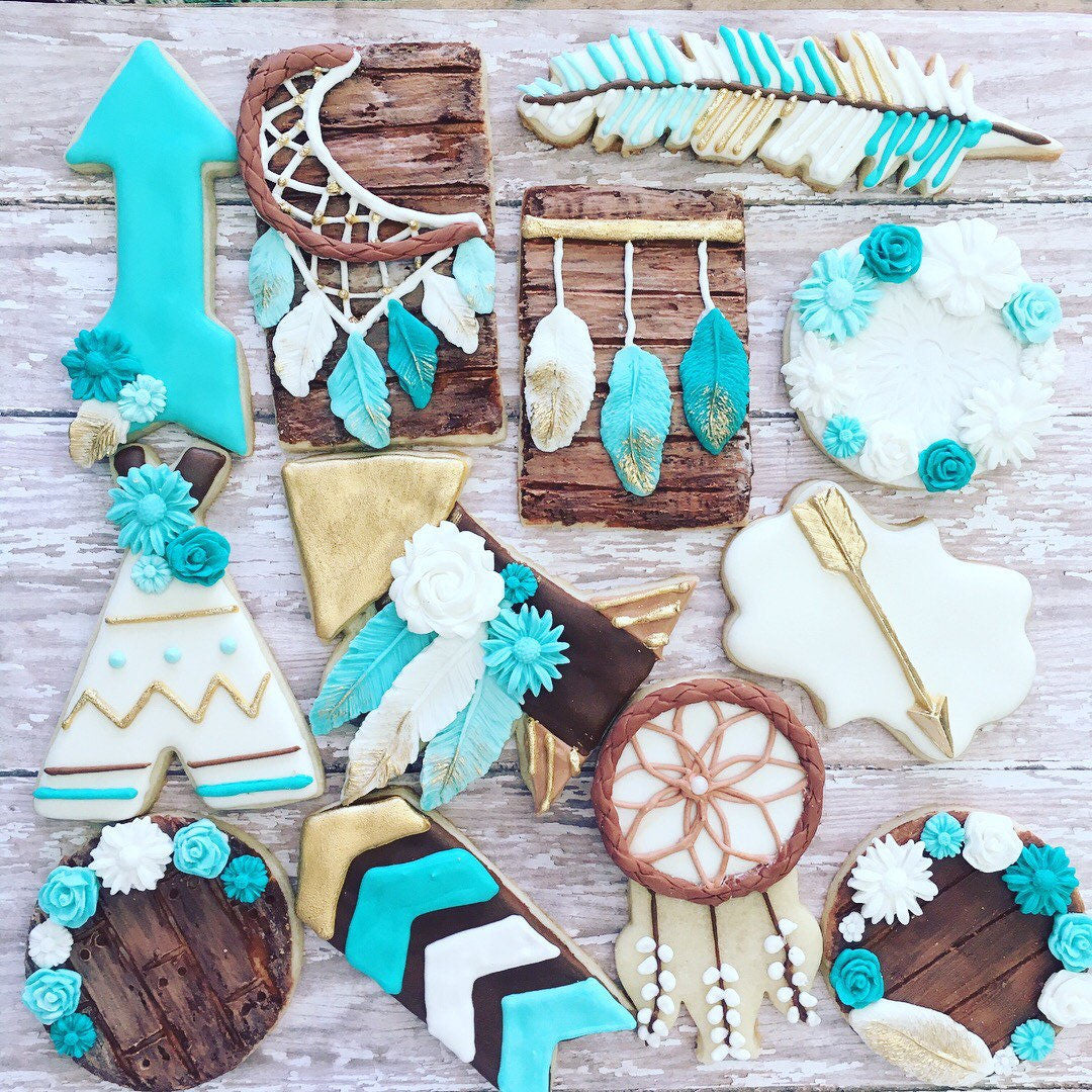 Bohemian Dream Catcher Whimsical Sugar Cookies TheIcedSugarCookie.com Luli Sweet Shop