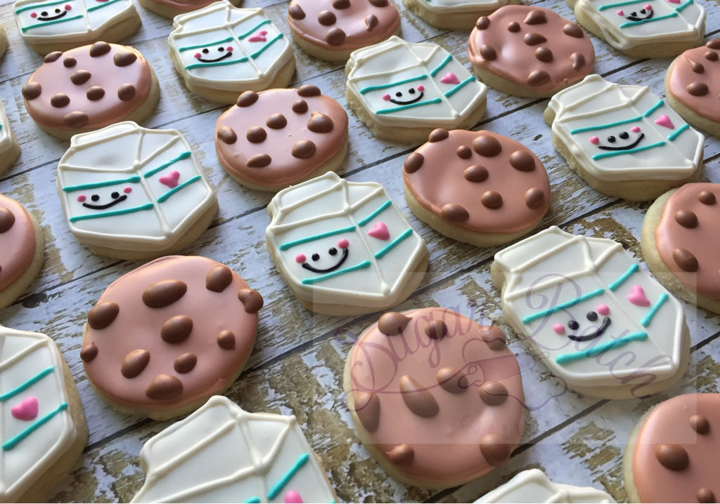 Tiny Mini Milk And Chocolate Chip Cookies Birthday Party Sugar Cookies