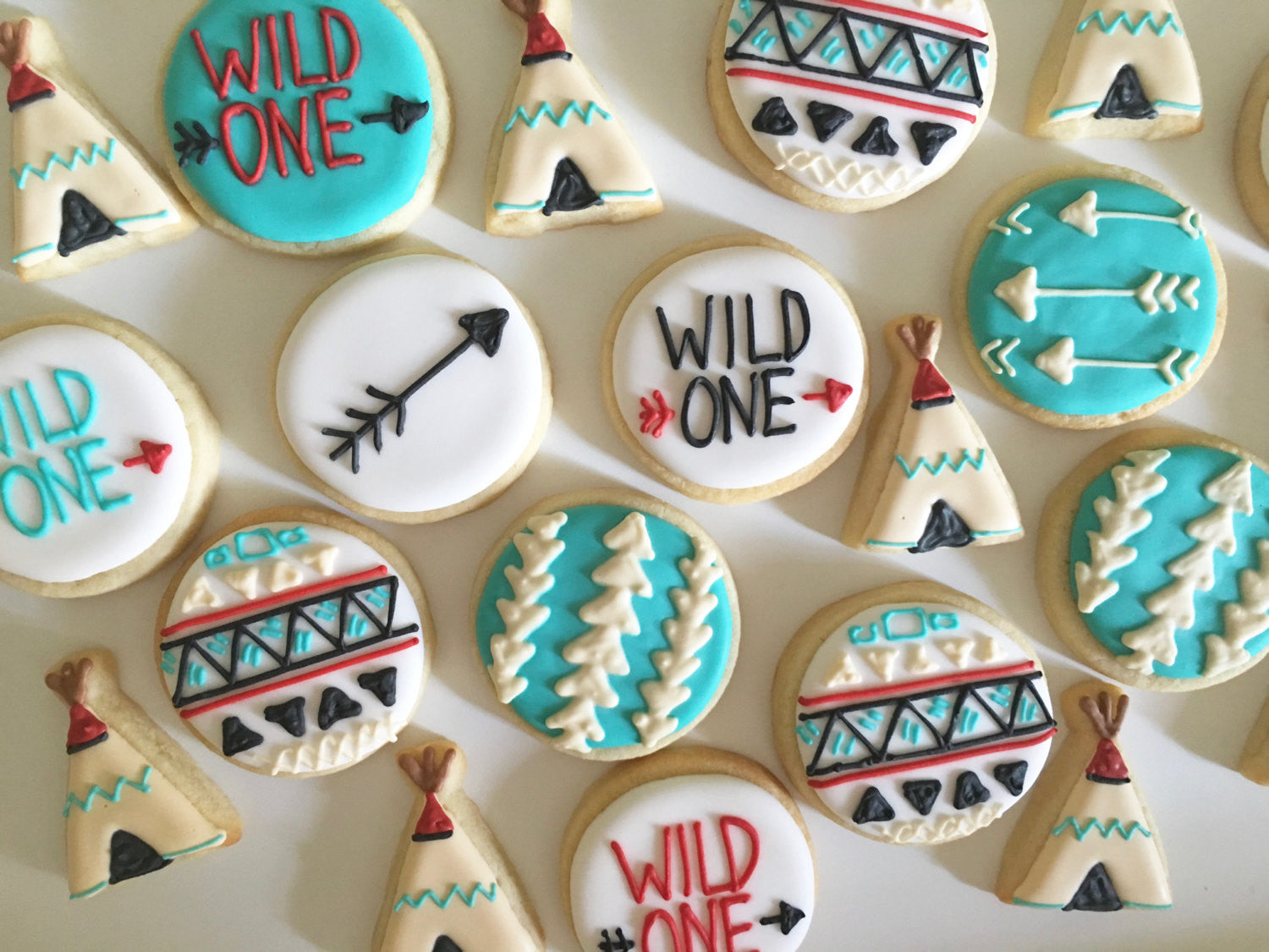 Mini Tribal Birthday Party Sugar Cookies TheIcedSugarCookie.com Milk And Honey Cakery