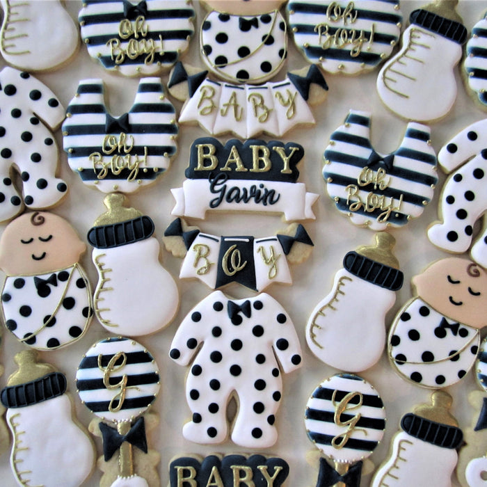 Navy And Gold Baby Boy Shower Sugar Cookies TheIcedSugarCookie.com Fingerhut Cakes