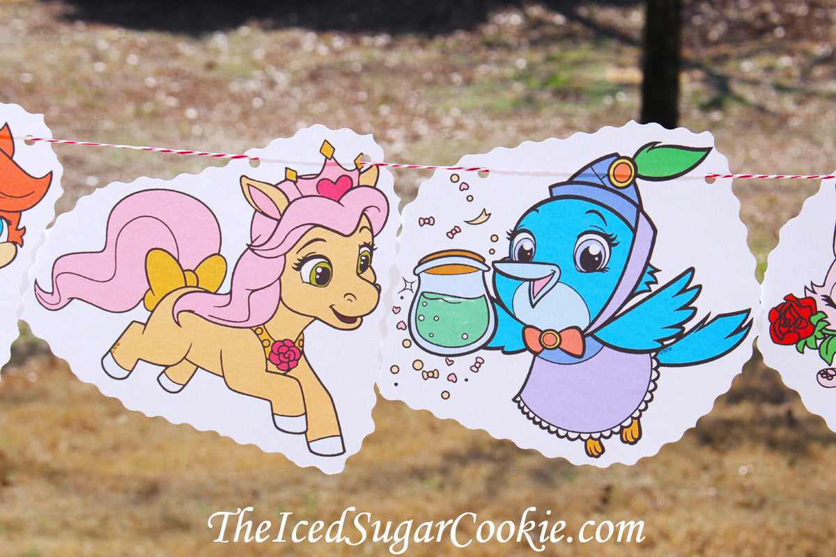 Whisker Haven Palace Pets Birthday Party DIY Hanging Banner Garland Idea-Pumpkin, Treasure, Petite, Ms Featherbon, Dreamy, Sultan, Berry