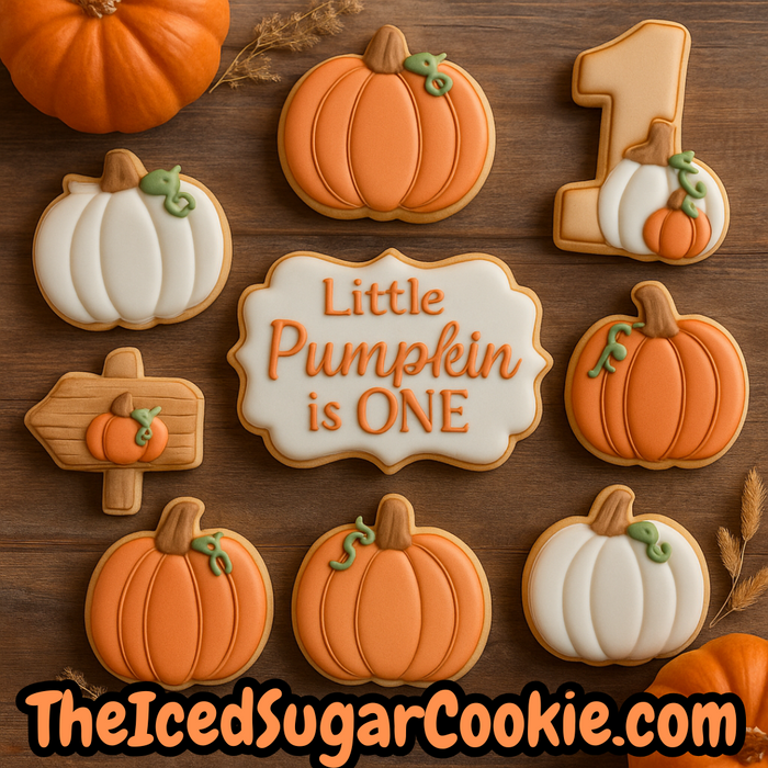 Little Pumpkin Is Turning One | Fall First Birthday Party Ideas. Iced Sugar Cookies.