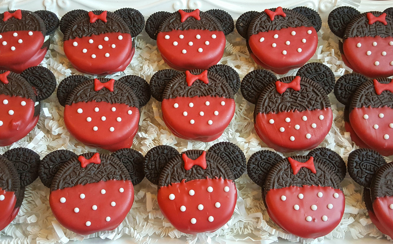 Red Minnie Mouse Birthday Party Oreo Cookies