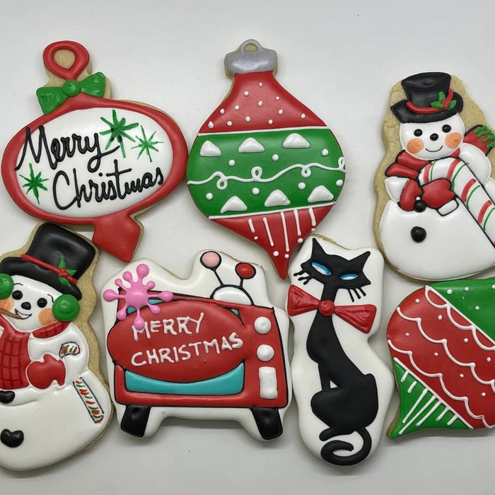 Retro Christmas Iced Sugar Cookies