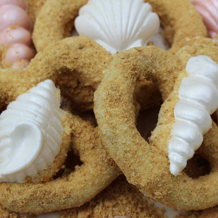 Seashore Sandy Beach Mermaid Cookies-Chocolate Pretzels With White Chocolate Seashells. TheIcedSugarCookie.com Taylors Sweet Revenge