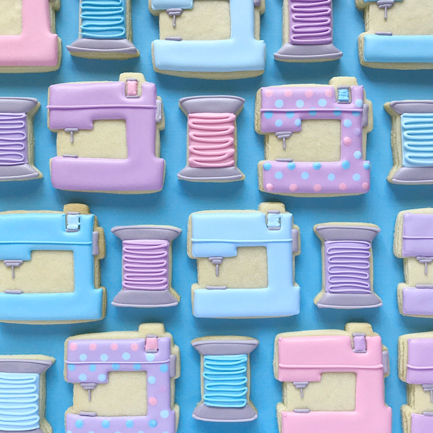 Sewing Machine And Thread Spool Iced Sugar Cookies
