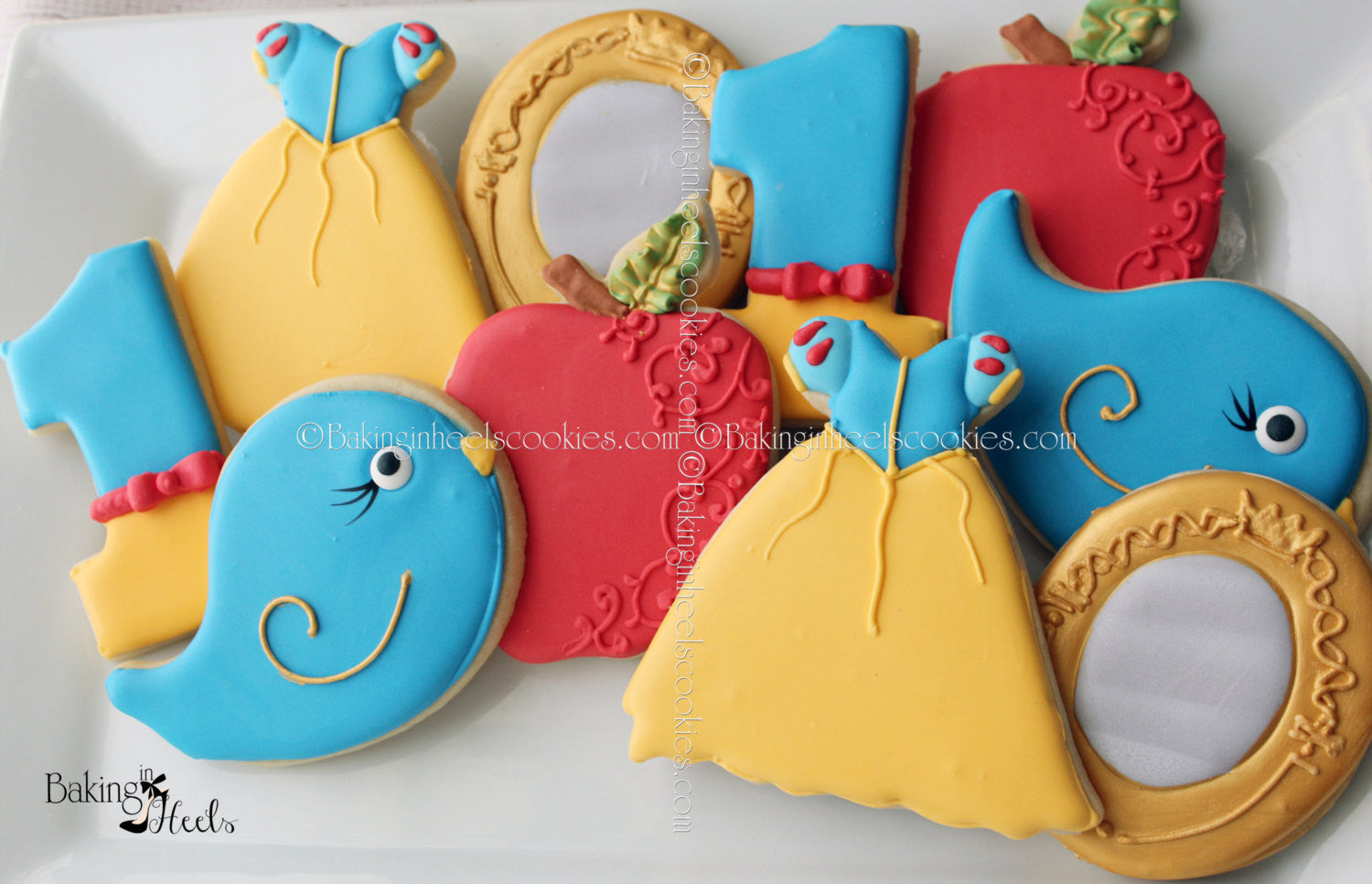 Snow White Birthday Party Sugar Cookies TheIcedSugarCookie.com Baking In Heels