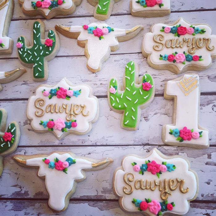 Southwestern Chic Birthday Party Sugar Cookies TheIcedSugarCookie.com Hayley Cakes And Cookies