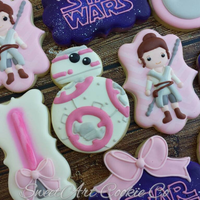 Star Wars Rey And BB-8 Girls Birthday Party Sugar Cookies TheIcedSugarCookie.com Sweet Art Cookie Co