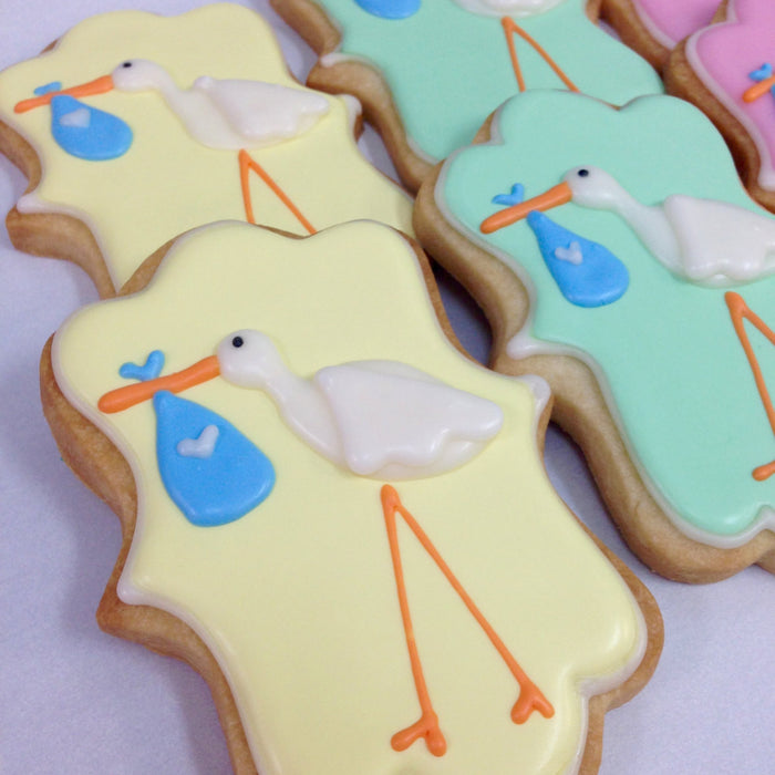 Stork Delivery Baby Shower Sugar Cookies TheIcedSugarCookie.com Sugar And Flour