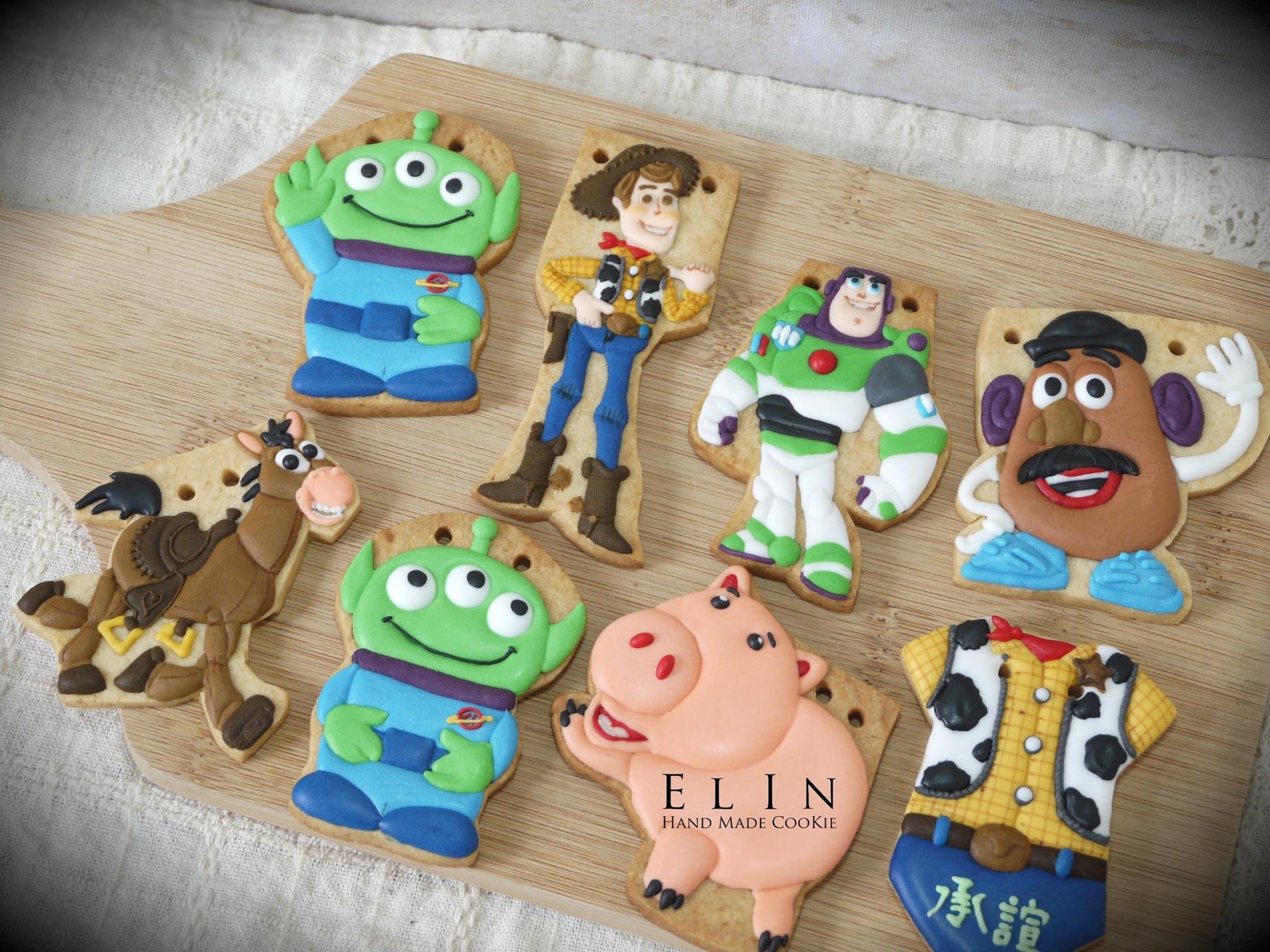 Toy Story Birthday Party Sugar Cookies-Buzz Lightyear, Woody, Hamm, Mr. Potato Head, Bullseye, Aliens TheIcedSugarCookie.com Elin's Cookies