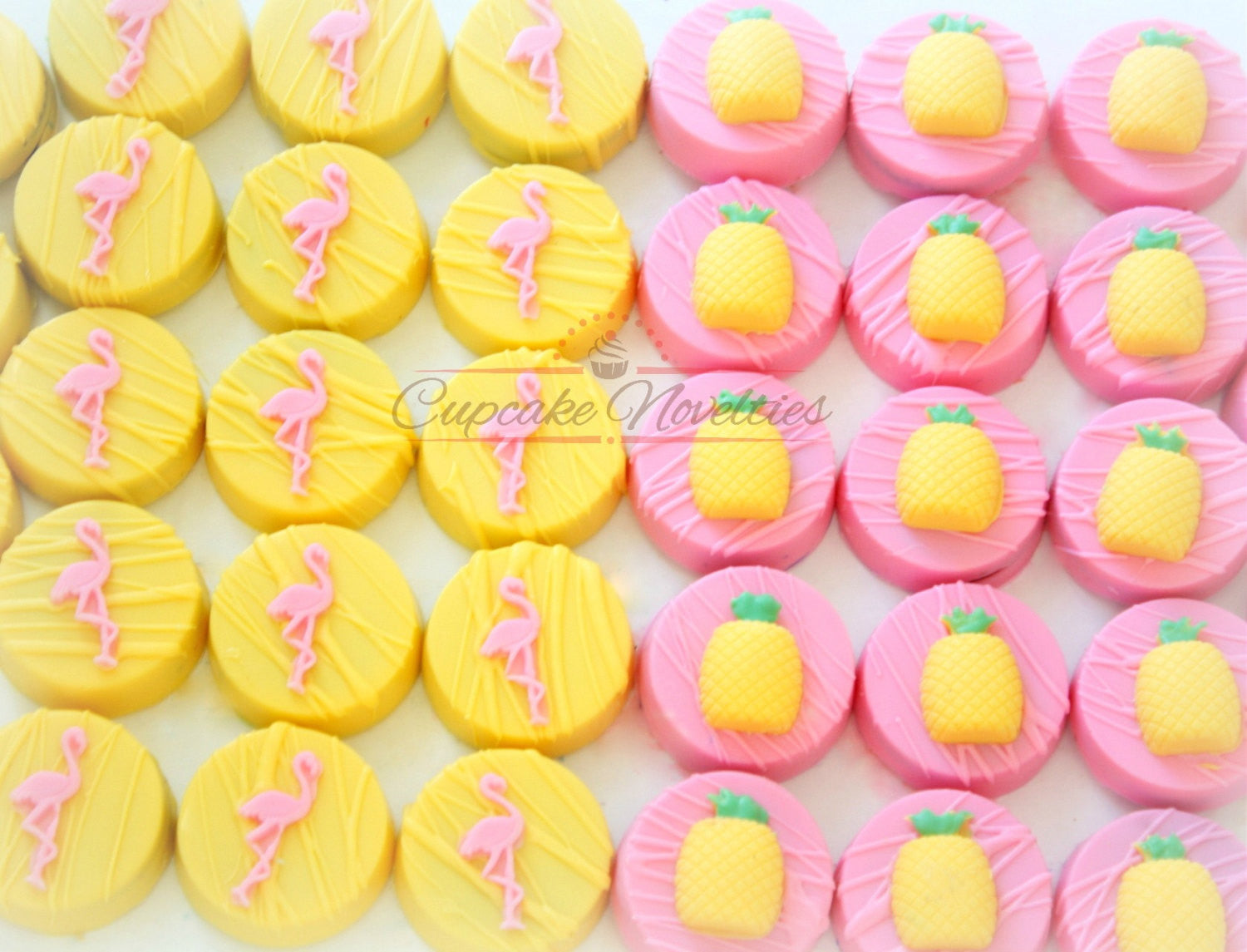 Tropical Flamingos And Pineapples Birthday Party Food TheIcedSugarCookie.com Cupcake Novelties