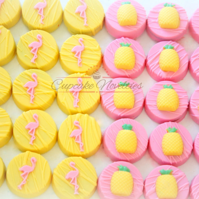 Tropical Flamingos And Pineapples Birthday Party Food TheIcedSugarCookie.com Cupcake Novelties