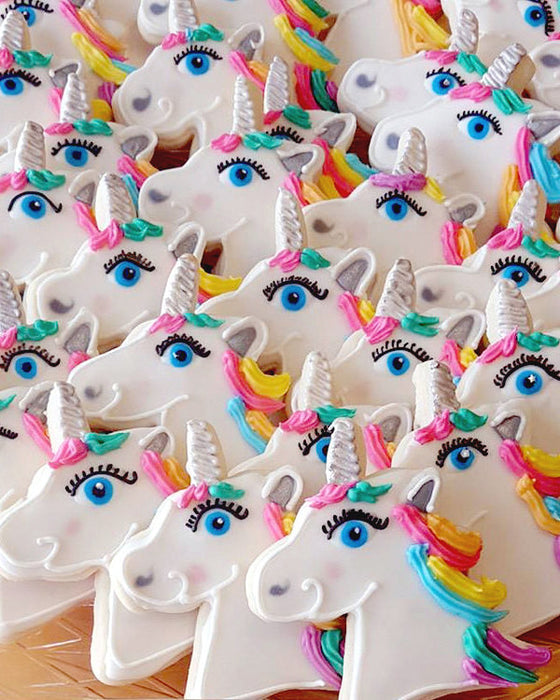 Whimsical Unicorn Birthday Party Sugar Cookies TheIcedSugarCookie.com Cookie Me Sweet
