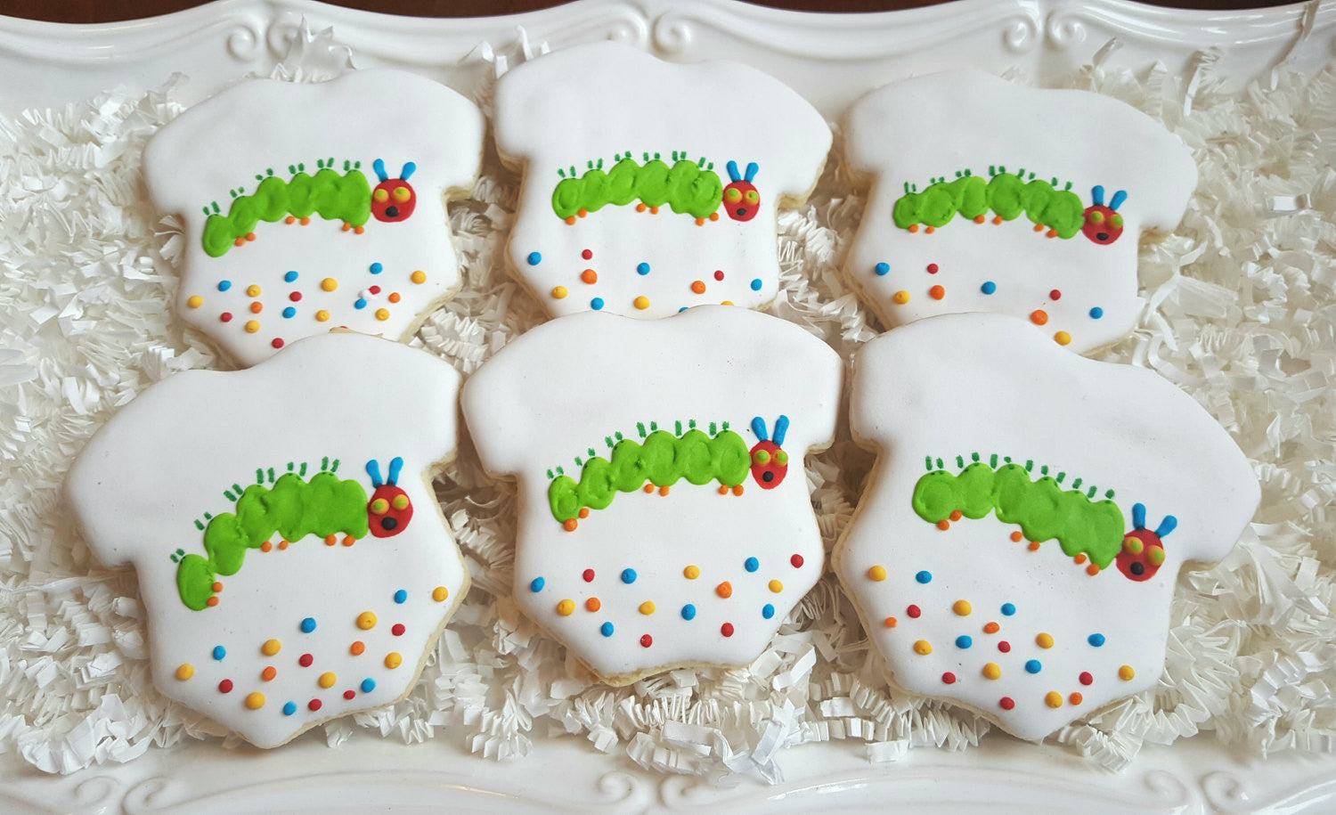 The Very Hungry Caterpillar Onesie Birthday Party Cookies