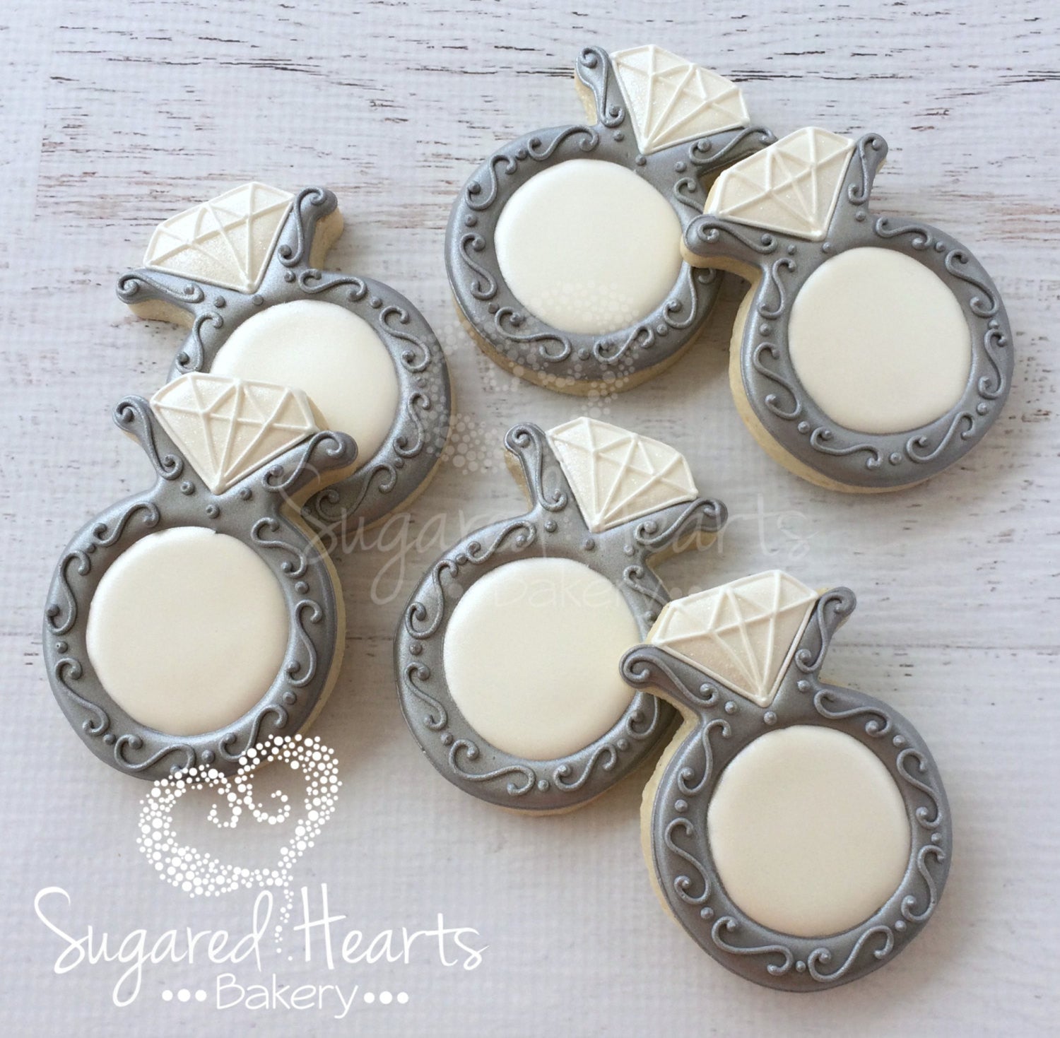Anniversary Engagement Wedding Rings Sugar Cookies
