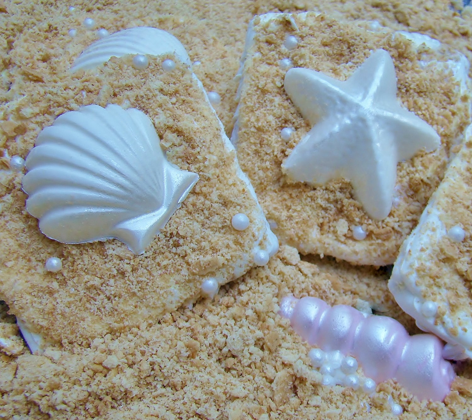 Seashell Chocolate Covered Graham Cracker Cookies-Mermaid Under The Sea Birthday Party Cookies. TheIcedSugarCookie.com Taylors Sweet Revenge