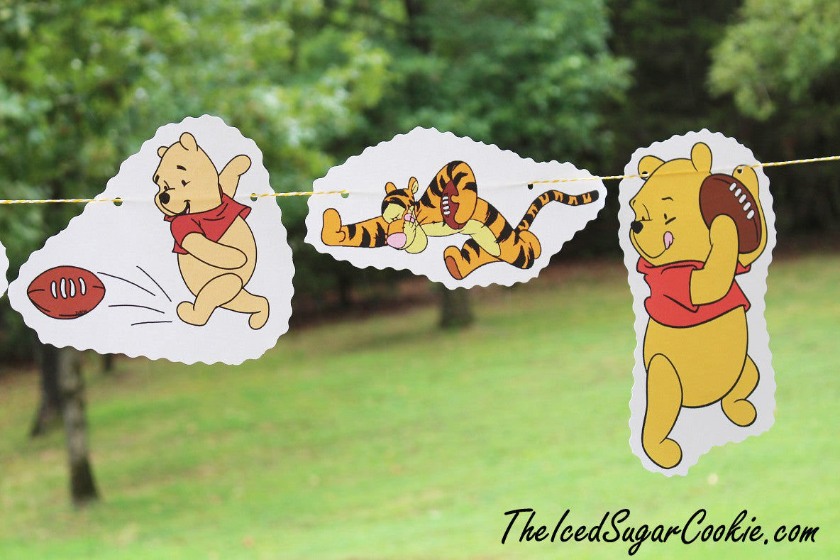 Winnie The Pooh, Tigger, Piglet Palying Football Flag Hanging Banner DIY Ideas