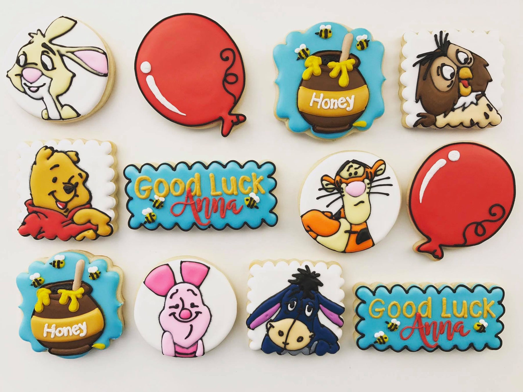 Winnie The Pooh, Rabbit, Owl, Tigger, Piglet And Eeyore Sugar Cookies TheIcedSugarCookie.com Ruthie Grace Cake Co