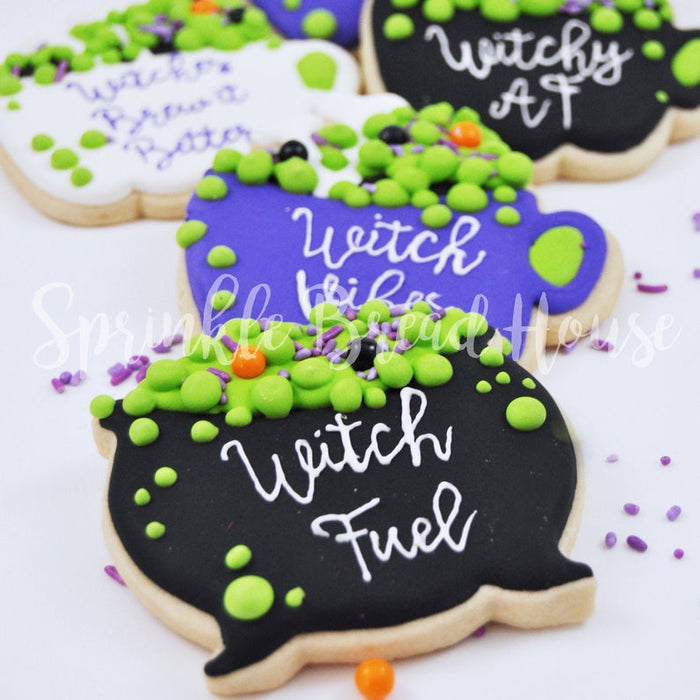 Halloween Witches Brew Potions Iced Sugar Cookies Created by Sprinkle Bread House by TheIcedSugarCookie.com
