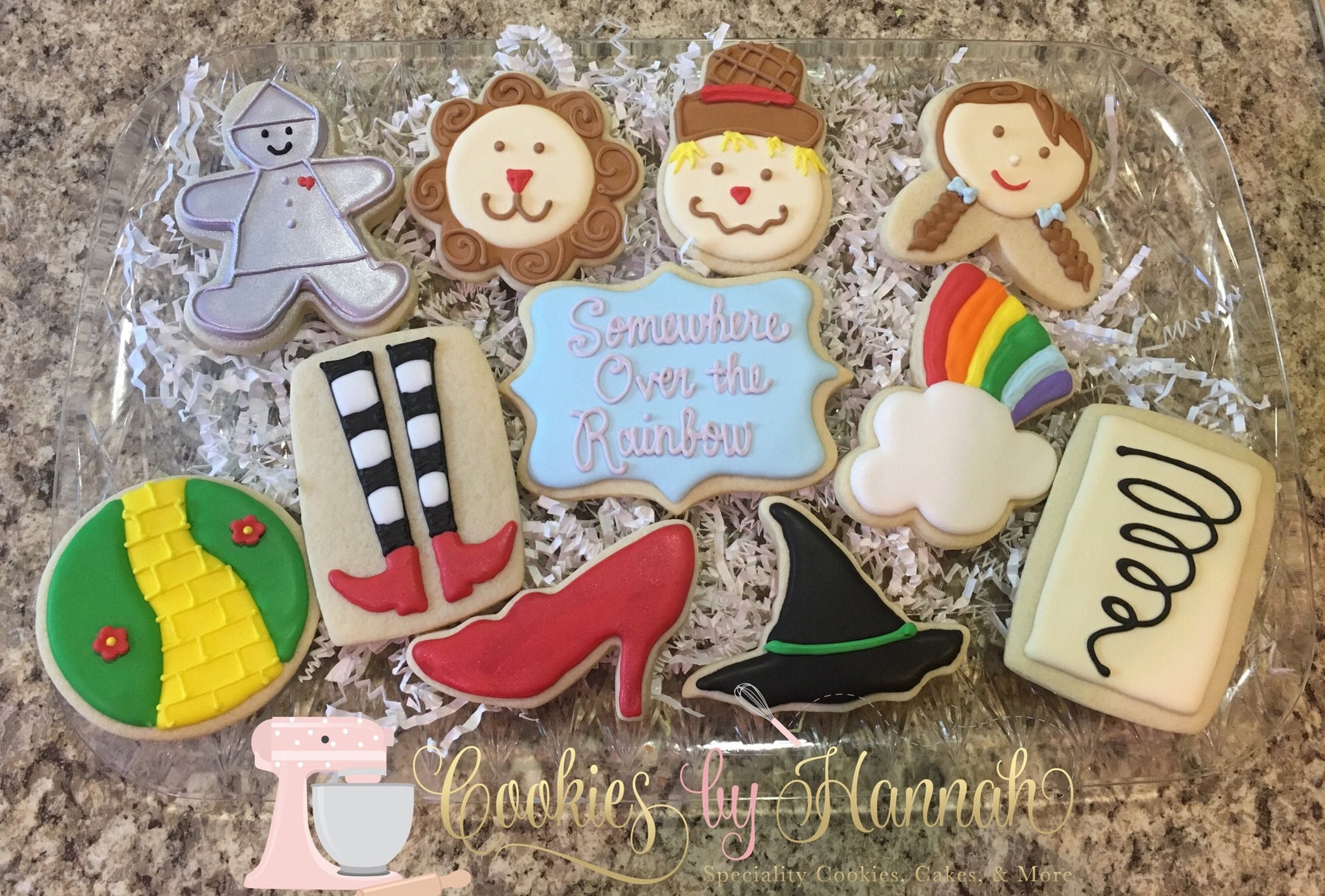 Wizard Of Oz "Somewhere Over The Rainbow" Birthday Party Sugar Cookies TheIcedSugarCookie.com Cookies By Hannah