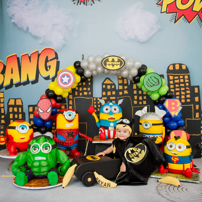 Bryan's Minion 8 Month Birthday Party Cakes TheIcedSugarCookie.com 