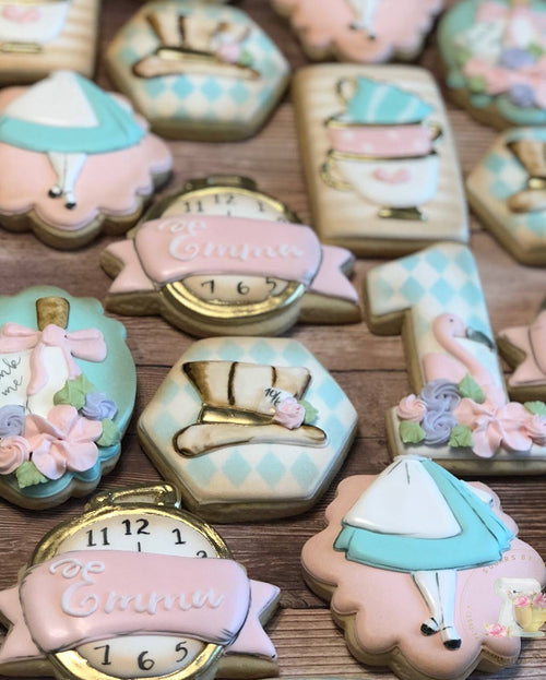 Emma's Alice In ONEderland First Birthday Party Iced Sugar Cookies